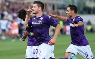 Jovic (ACF Fiorentina) celebrate his goal  during  ACF Fiorentina vs US Cremonese, italian soccer Serie A match in Florence, Italy, August 14 2022