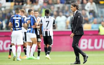 Inter’s coach Simone Inzaghi shows his dejection at the end of the Italian Serie A soccer match Udinese Calcio vs FC Internazionale at the Friuli - Dacia Arena stadium in Udine, Italy, 18 September 2022. ANSA / GABRIELE MENIS
