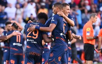 29 Enzo TCHATO (mhsc) - 06 Christopher JULLIEN (mhsc) - 14 Maxime ESTEVE (mhsc) during the Ligue 1 Uber Eats match between Montpellier and Strasbourg at Stade de la Mosson on September 17, 2022 in Montpellier, France. (Photo by Alexandre Dimou/FEP/Icon Sport/Sipa USA) - Photo by Icon Sport/Sipa USA
