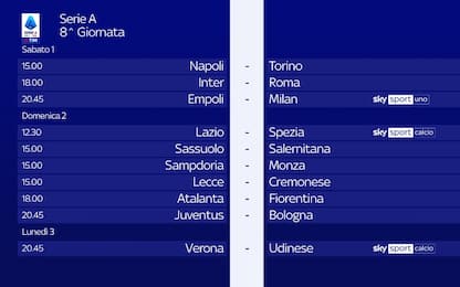 Calendario 8^ giornata di Serie A
