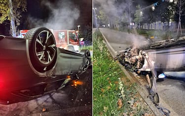 Incidente per Walace: auto ribaltata e in fiamme