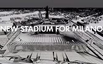 Nel fermo immagine tratto da un video diffuso dallo studio di architetti statunitense Populos, un rendering del progetto per il nuovo stadio di Inter e Milan per la riqualificazione dell'area di San Siro, 24 settembre 2019. ANSA/ YOUTUBE +++ NO SALES - EDITORIAL USE ONLY +++ 