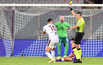 Yellow card for Sasa Lukic (Torino)  during  ACF Fiorentina vs Torino FC, Italian football Serie A match in Florence, Italy, August 28 2021