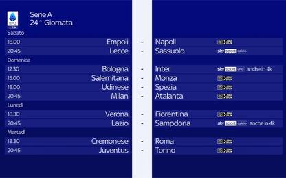 Il calendario della 24^ giornata di Serie A