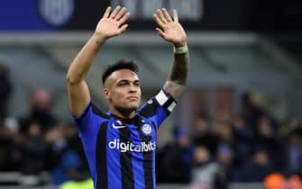 Inter Milan’s Lautaro Martinez jubilates after winning the Italian serie A soccer match between FC Inter  and Ac Milan  Giuseppe Meazza stadium in Milan, 5 February  2023.
ANSA / MATTEO BAZZI