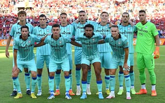 The Atalanta BC team line up ashea during the Serie A match between AS Roma and Atalanta BC  at Stadio Olimpico, Rome, Italy on 18 September 2022. Pho