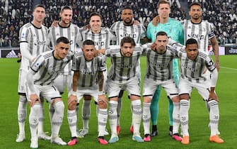 Juventus team during the italian Serie A soccer match Juventus FC vs ACF Fiorentina at the Allianz Stadium in Turin, Italy, 12 february 2023 ANSA/ALESSANDRO DI MARCO