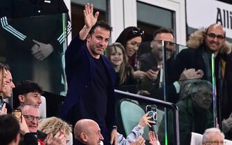 Former Italian international and Juventus' forward, Alessandro Del Piero attends the Italian Serie A football match between Juventus and Hellas Verona on April 1, 2023 at the Juventus stadium in Turin. (Photo by Marco BERTORELLO / AFP) (Photo by MARCO BERTORELLO/AFP via Getty Images)