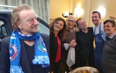 Bono Vox a Napoli: sciarpa al collo e festa a cena