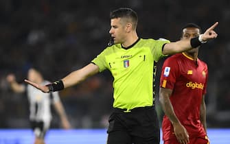 Referee Antonio Giua during the 30th day of the Serie A Championship between A.S. Roma vs Udinese Calcio on April 16, 2023 at the Stadio Olimpico in Rome, Italy.