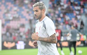 Milan's Theo Hernandez portrait  during  Bologna FC vs AC Milan, Italian soccer Serie A match in Bologna, Italy, August 21 2023