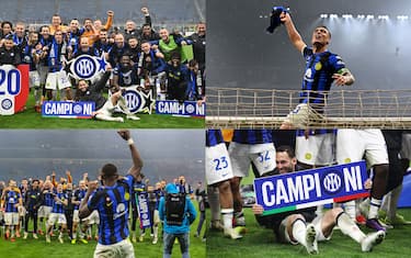La festa in campo dell'Inter campione d'Italia