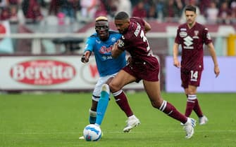 Bremer of Torino Fc and Victor Osimhen (Ssc Napoli) during the Italian Serie A, football match between Torino FC and Ssc Napoli, on 07 of May 2022 at Grande Torino stadium in Torino, Italy Italy. Photo Nderim KACELI