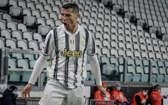 Torino. Partita di Lega serie A Tim 2020/2021. Juventus Vs Crotone. Allianz Stadium 
Nella Foto: esultanza al goal di Cristiano Ronaldo