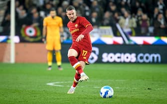 Roma's Jordan Veretout portrait in action  during  Udinese Calcio vs AS Roma, italian soccer Serie A match in Udine, Italy, March 13 2022