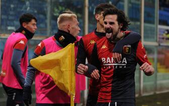 Mattia Destro (Genoa) celebrates after scoring a goal