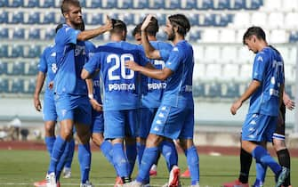 Foto Marco Bucco/LaPresse
31 Luglio 2021 Empoli (FI) Italia
sport 
calcio
Empoli vs Valdinievole Montecatini - Partita amichevole 2021/2022 - stadio Castellani.
Nella foto: i giocatori dell&#x2019;Empoli esultano dopo il gol del 1-0 di Leonardo Mancuso 

Photo Marco Bucco/LaPresse
July 31 2021 Empoli (FI) Italy
sport 
soccer
Empoli vs Valdinievole Montecatini- Friendly match 2021/2022 - Castellani stadium.
In the pic: Empoli players celebrations after the goal of 1-0 of Leonardo Mancuso