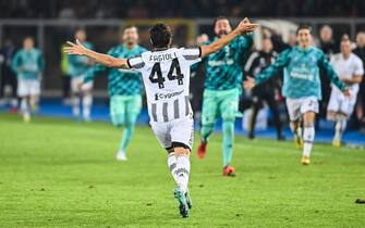 Fagioli (Juventus) celebrating his gaol  during  US Lecce vs Juventus FC, italian soccer Serie A match in Lecce, Italy, October 29 2022