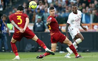 Football: Serie A 2022/2023 soccer match AS ROMA VS AC MILAN at Olympic stadium in Rome