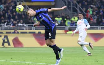 Inter Milan’s Edin Dzeko scores goal of 1 to 0 during the Italian serie A soccer match between FC Inter  and Napoli at Giuseppe Meazza stadium in Milan, 4 January 2023.
ANSA / MATTEO BAZZI