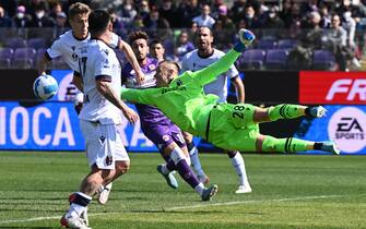 Bologna's goalkeeper Lukasz Skorupski in action during the Italian serie A soccer match ACF Fiorentina vs Bologna FC at Artemio Franchi Stadium in Florence, Italy, 13 March  2022ANSA/CLAUDIO GIOVANNINI