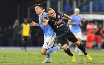 Matias Vecino of S.S. LAZIO and Stanislav Lobotka of S.S.C. Napoli  during the 5th day of the Serie A Championship between S.S. Lazio vs S.S.C. Napoli on 3th September 2022 at the Stadio Olimpico in Rome, Italy.