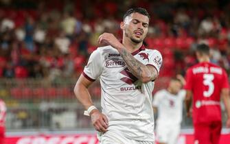 Torino FC's  forward Nemanja Radonjic look dejected after missing a good opportunity during the Italian Serie A soccer match between AC Monza and Torino FC at U-Power Stadium in Monza, Italy, 13 August 2022. ANSA / ROBERTO BREGANI