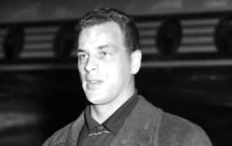 John Charles, Welsh international centre-forward is pictured at London airport on his arrival from Italy by Alitalia liner with the Juventus team which is to meet Arsenal under floodlights at Highbury.   (Photo by PA Images via Getty Images)