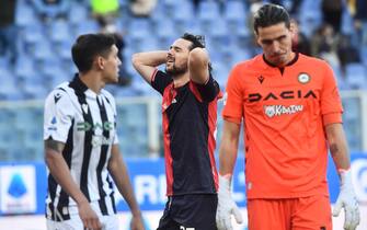 Genoa’s Mattia Destro (L) reacts during the Italian Serie A match, Genoa CFC vs Udinese Calcio at Luigi Ferraris stadium in Genoa, Italy, 22 january 2022.
ANSA/LUCA ZENNARO