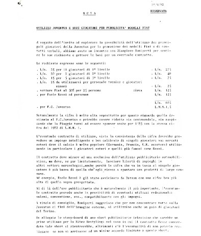 La lettera scambiata tra Boniperti e l’ufficio pubblicità della Fiat La lettera scambiata tra Boniperti e l’ufficio pubblicità della Fiat