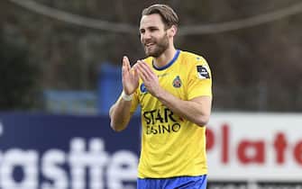 Waasland-Beveren's Daniel Maderner reacts during a soccer match between Waasland-Beveren and KVC Westerlo, Sunday 30 January 2022 in Beveren, on day 18 of the '1B Pro League' second division of the Belgian soccer championship. BELGA PHOTO JOHN THYS (Photo by JOHN THYS/BELGA MAG/AFP via Getty Images)