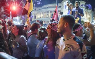 Palermo fans celebrate the promotion of the team to Serie B in Piazza Politeama in Palermo, 13 June 2022. ANSA / IGOR PETYX