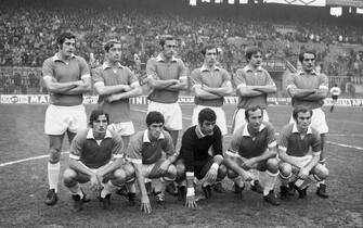 Lazio football team before the match with FC Inter, Milan - San Siro Stadium, 30 november 1969, 1969/70 Serie A Football Championship.---Milano - Stadio San Siro, 30/11/1969. Campionato di Calcio di Serie A 1969/70Partita Inter-Lazio. Nella foto: la Lazio prima della partita.