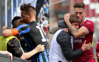 Da Bergamo a Reggio, Denis esulta col figlio