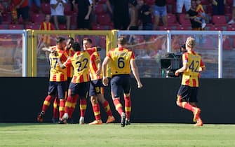 Joan Gonzalez (US Lecce) celebrates after scoring a goal  during  US Lecce vs AC Monza, italian soccer Serie A match in Lecce, Italy, September 11 2022