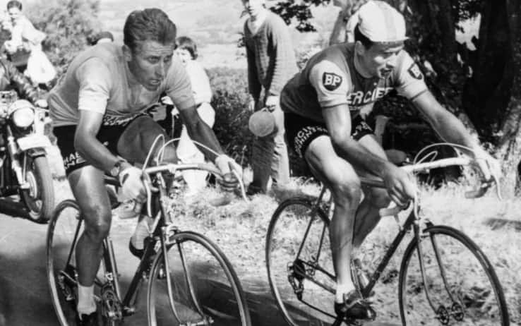 Jacques Anquetil e Raymond Poulidor durante il Tour de France del 1964