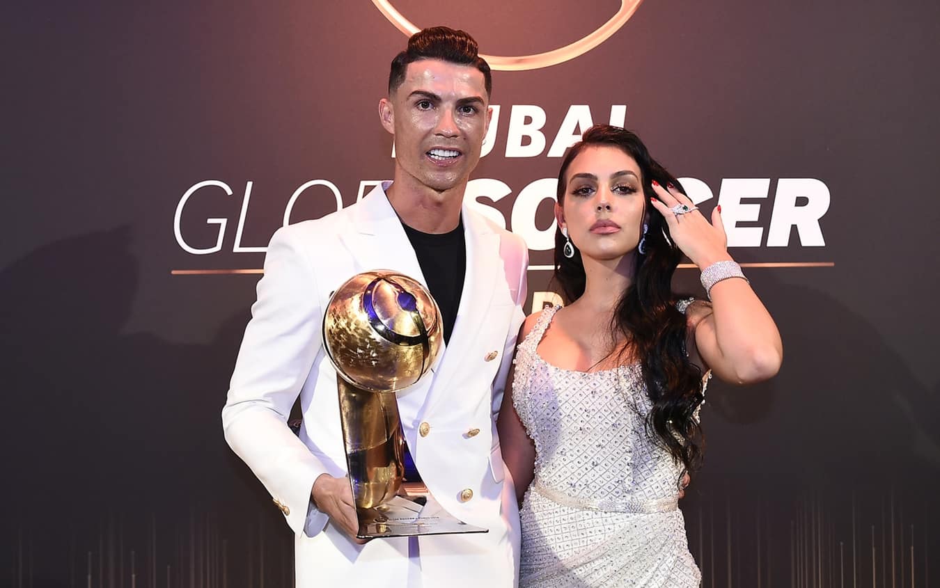 Georgina Rodriguez e Cristiano Ronaldo ai Globe Soccer Awards