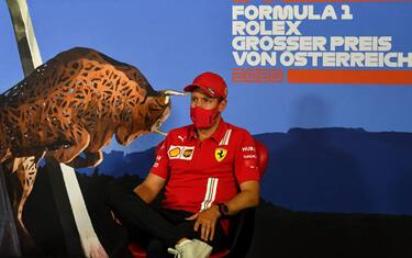 JULY 03: Sebastian Vettel, Ferrari during the drivers press conference during the Austrian GP on Friday July 03, 2020. (Photo by Mark Sutton / Sutton Images)