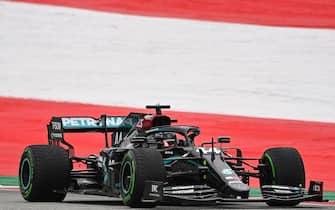 Mercedes' British driver Lewis Hamilton steers his car during the first practice session at the Austrian Formula One Grand Prix on July 3, 2020 in Spielberg, Austria. - Seven months after they last competed in earnest, the Formula One circus will push a post-lockdown re-set button to open the 2020 season in Austria on July 5. (Photo by Joe Klamar / various sources / AFP) (Photo by JOE KLAMAR/POOL/AFP via Getty Images)
