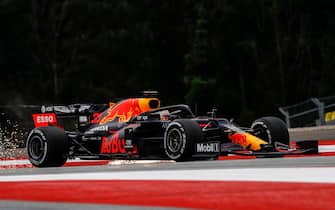 Red Bull's Dutch driver Max Verstappen steers his car during the first practice session at the Austrian Formula One Grand Prix on July 3, 2020 in Spielberg, Austria. - Seven months after they last competed in earnest, the Formula One circus will push a post-lockdown re-set button to open the 2020 season in Austria on July 5. (Photo by LEONHARD FOEGER / POOL / AFP) (Photo by LEONHARD FOEGER/POOL/AFP via Getty Images)