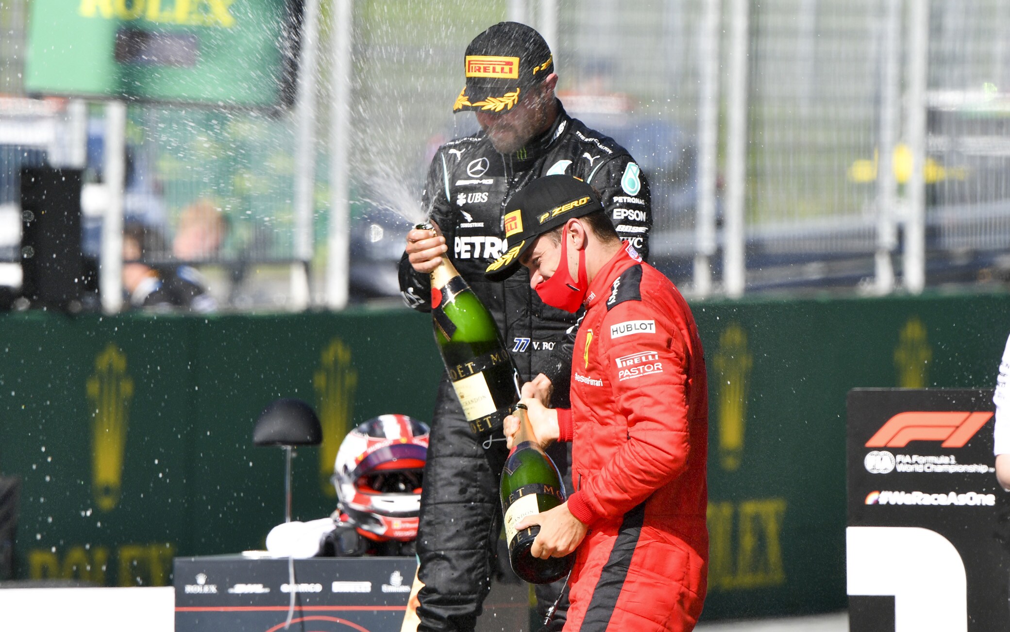 Il podio con Bottas e Leclerc bottas leclerc