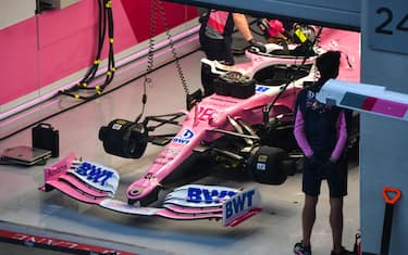 RED BULL RING, AUSTRIA - JULY 11: The car of Lance Stroll, Racing Point RP20, in the garage during the Styrian GP at Red Bull Ring on Saturday July 11, 2020 in Spielberg, Austria. (Photo by Mark Sutton / Sutton Images)