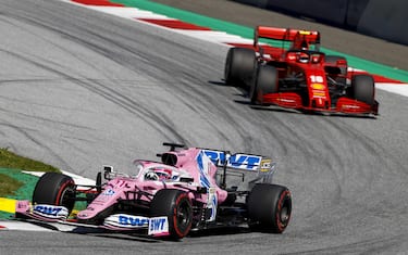 JULY 05: Sergio Perez, Racing Point RP20 leads Charles Leclerc, Ferrari SF1000 during the Austrian GP on Sunday July 05, 2020. (Photo by Andy Hone / LAT Images)