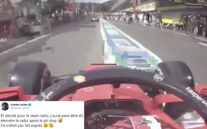 Sfogo via radio dopo il pit stop, Leclerc si scusa