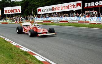 Jody Scheckter drives the #1Scuderia Ferrari SpA Ferrari 312T5 during the Marlboro British Grand Prix on 13th July 1980 at the Brands Hatch circuit in Fawkham, Great Britain. (Photo by Bob Martin/Getty Images) 