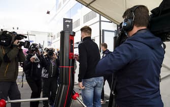 NÃ¼RBURGRING, GERMANY - OCTOBER 10: Nico Hulkenberg, Racing Point arrives into the paddock during the Eifel GP at NÃ¼rburgring on Saturday October 10, 2020, Germany. (Photo by Zak Mauger / LAT Images)