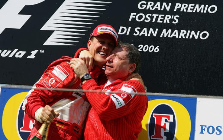 2006 San Marino Grand Prix - Sunday Race
Imola, Italy. 20th - 23rd April 2006
Michael Schumacher, Ferrari 248F1, 1st position, with Jean Todt, podium.
World Copyright: Glenn Dunbar/LAT Photographic
ref: Digital Image YY8P1984