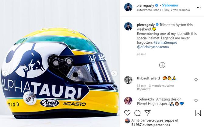 Formula 1, il casco di Gasly in omaggio a Senna a Imola. FOTO | Sky Sport