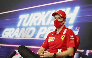 ISTANBUL PARK, TURKEY - NOVEMBER 12: Sebastian Vettel, Ferrari, in the press conference during the Turkish GP at Istanbul Park on Thursday November 12, 2020, Turkey. (Copyright Free for Editorial Use Only. Credit: FIA Pool)