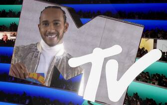 1284611849 UNSPECIFIED - UNSPECIFIED: In this screengrab released on November 08, Lewis Hamilton presents the award for Video For Good at the MTV EMA's 2020. The MTV EMA's aired on November 08, 2020. (Courtesy of MTV via Getty Images)
